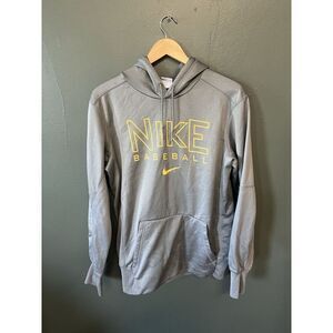 Nike Therma Fit Mens Gray Baseball Pullover Hooderd Sweatshirt Size Medium